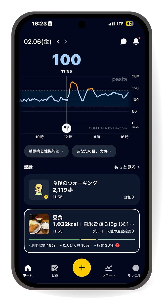 ダイアリー機能の画面イメージ